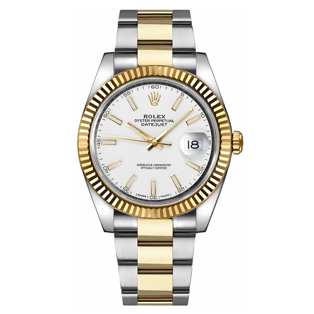Datejust White Dial Men's Gold & Steel 41mm