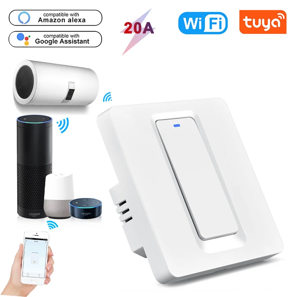 TUYA 20A Water Heater Switch Smart Wifi Wall Switch Timing Remote Control Work With Google Home and Alexa