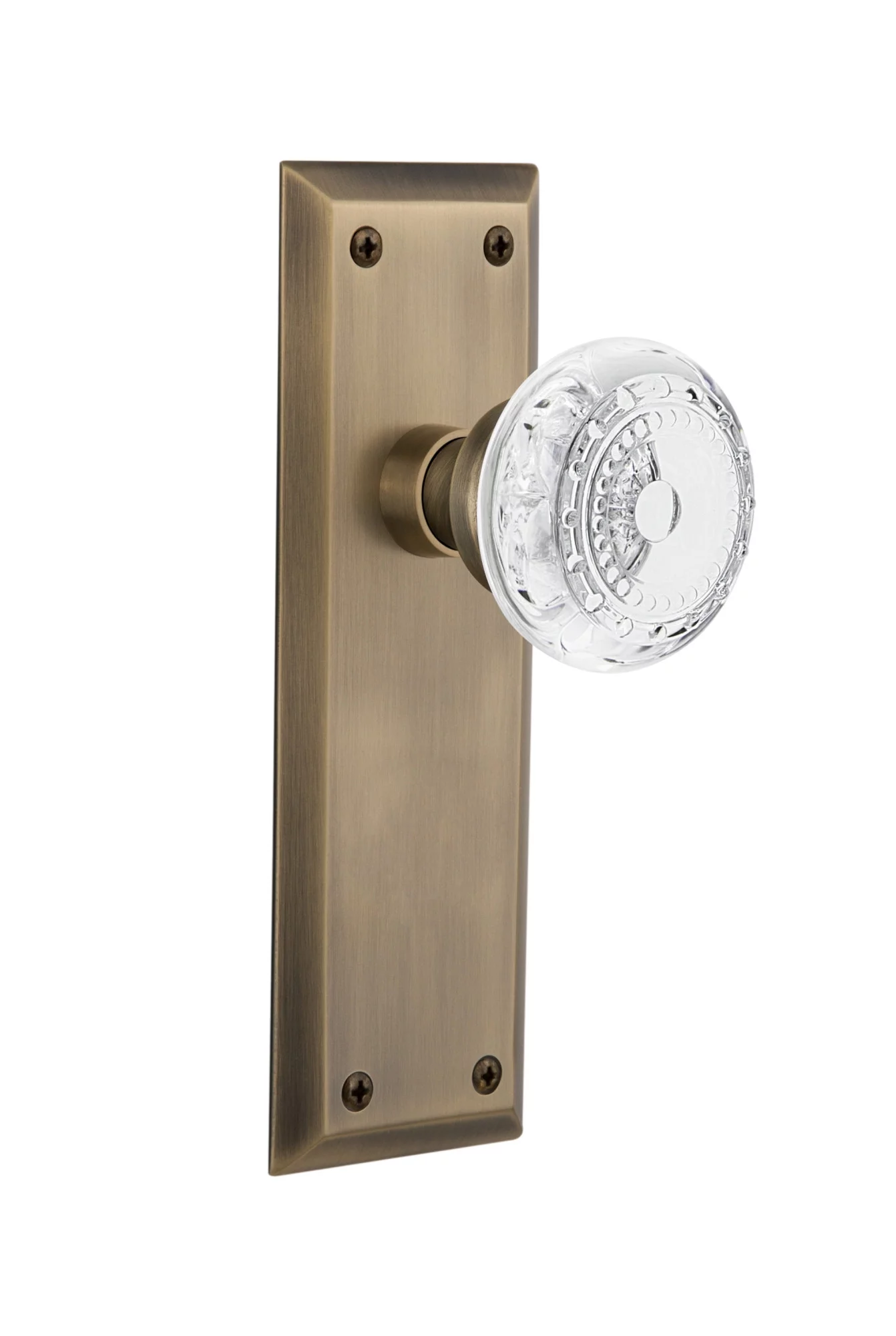 Nostalgic Warehouse Nykcme_Sd_Nk Vintage Crystal Meadows Single Dummy Door Knob - Brass