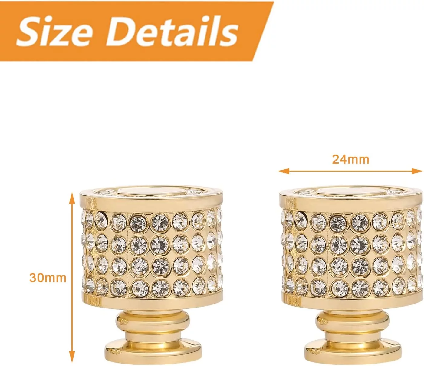 Rhinestone Drawer Knob, 4pcs Zinc Alloy Gold Cabinet Knobs Imitation Diamond Wardrobe Door knobs Round for Kitchen Bathroom Drawer