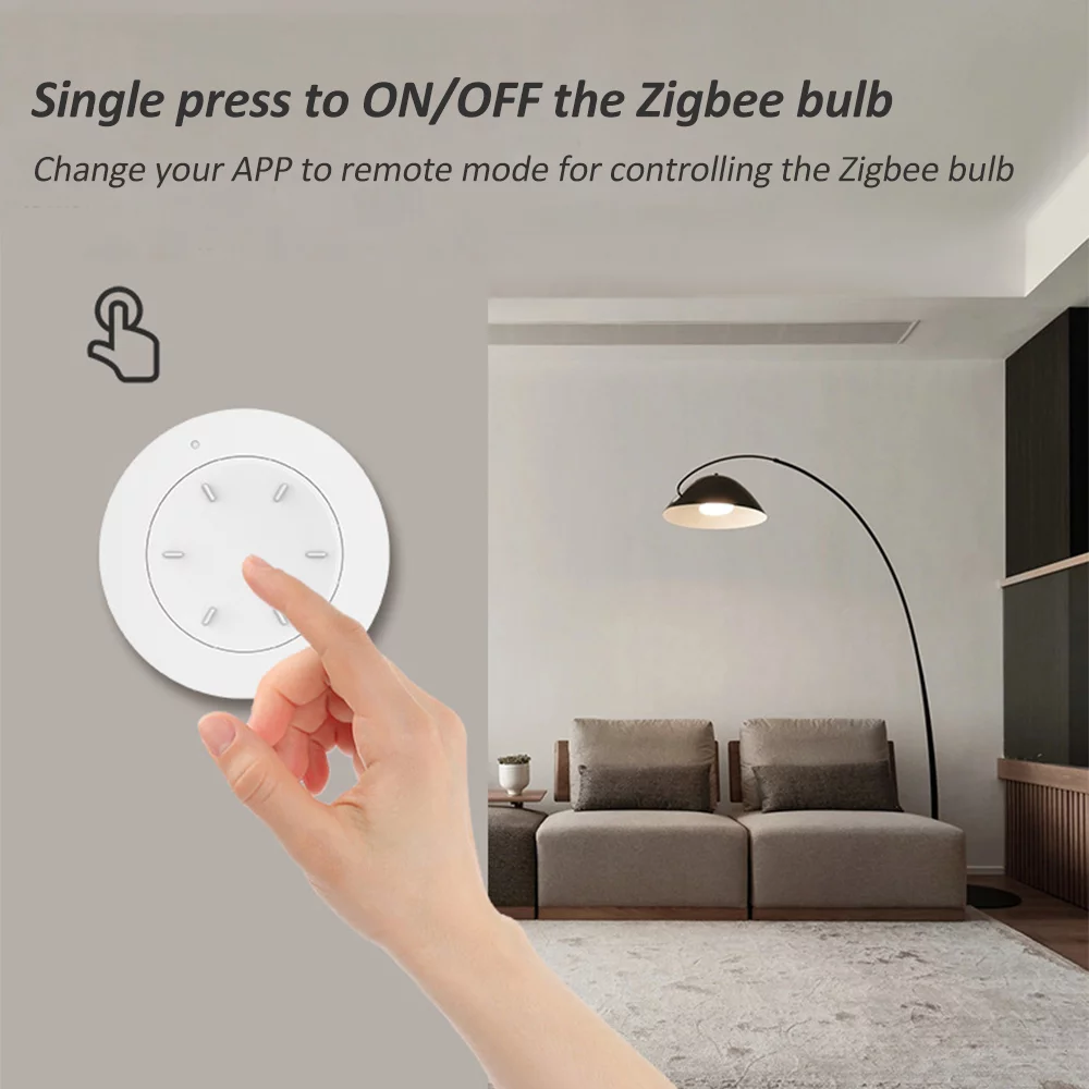 Yabuy Wireless Remote Control Button Smart Knob Button Scenario Switch Smart Home Scenario Dimmer Switch White