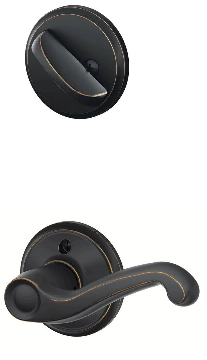 Schlage F59 FLA 716 LH Flair Interior Left-Handed Lever with Deadbolt, Aged Bronze (Interior Half Only)