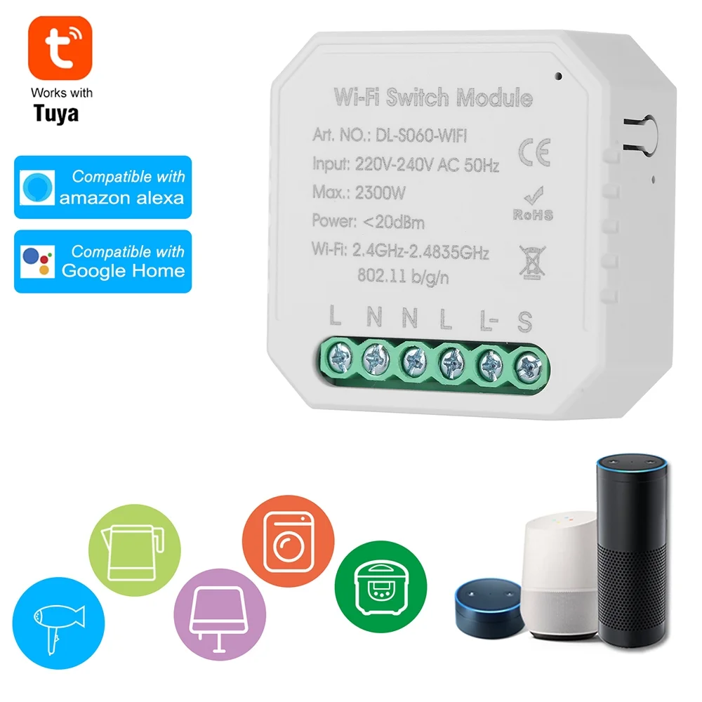 Andoer   DIY One Way Smart Switch Small Body APP Remote Control WiFi Switch Timer Light Switch Compatible With Home/Nest &