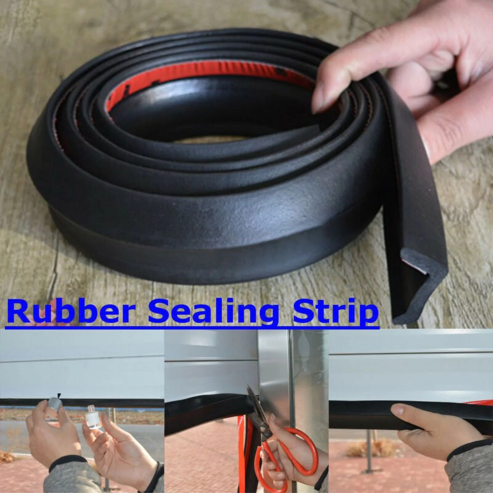 Ruibeauty 2M/6.56Ft Sealing Strip, Electric Flap Garage Door Strip Garage Door Side Seal Rubber Strip,Black+Red