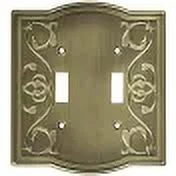 (case of 2),National Hardware S803-601 Stanley Victoria Double Switch Wall Plate Antique Brass