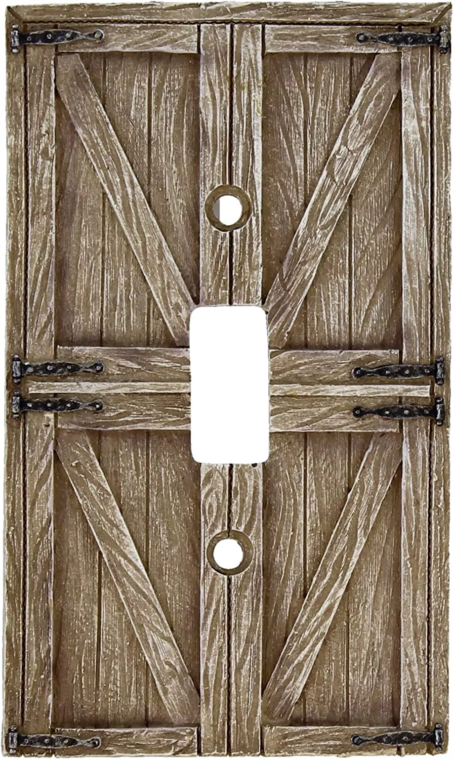 Top Brass Rustic Farmhouse Barndoor Electrical Cover Wall Plate - Single Switch, Double, Rocker, Outlet (Single Switch)