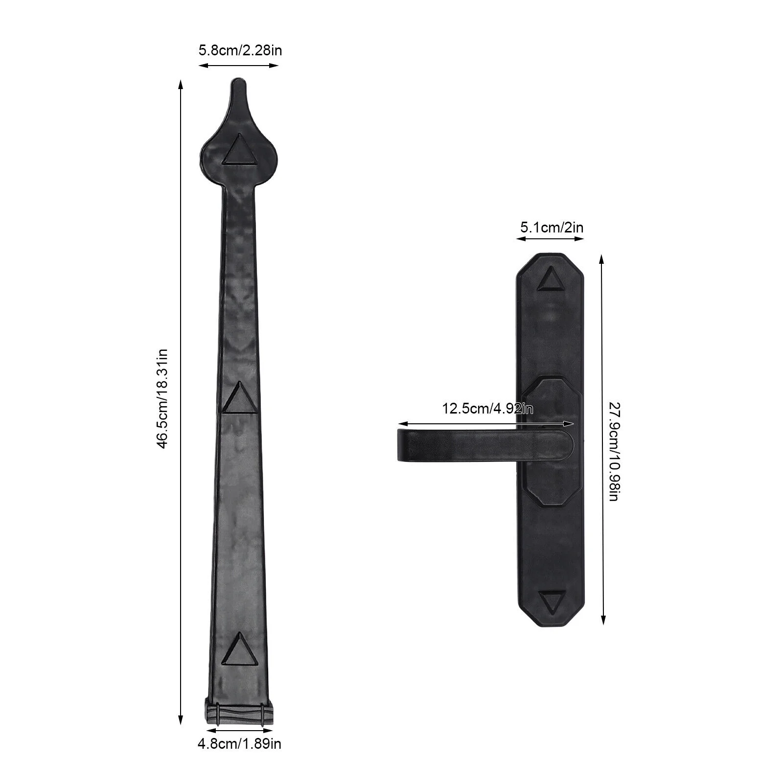 Garage Door Hinge Magnetic Decorative Pull Handles Black Set of 2 + & 4 Hinge Set