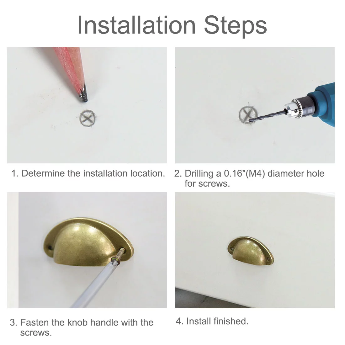 Uxcell 80x35x18mm Drawer Closet Iron Shell Shape Pull Handle Knob Brass Tone 8pcs