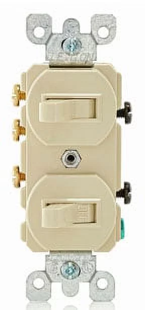 Leviton 5241-I Combination Switch, 3-Way / 1-Pole, 15A, 120V, Ivory
