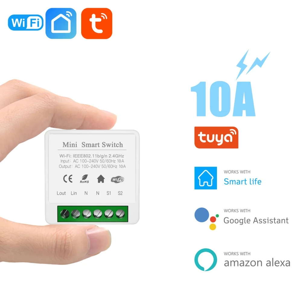 MINI Wifi Smart Switch Timer Wireless Switches Smart Home Automation Compatible with Tuya Alexa Google Home