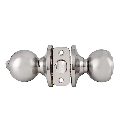 2 Pack Keyed Alike Door Knobs with Lock and Keyes, Brushed Nickel Exterior Door Locksets with Same Keys, Front Security Door Locks