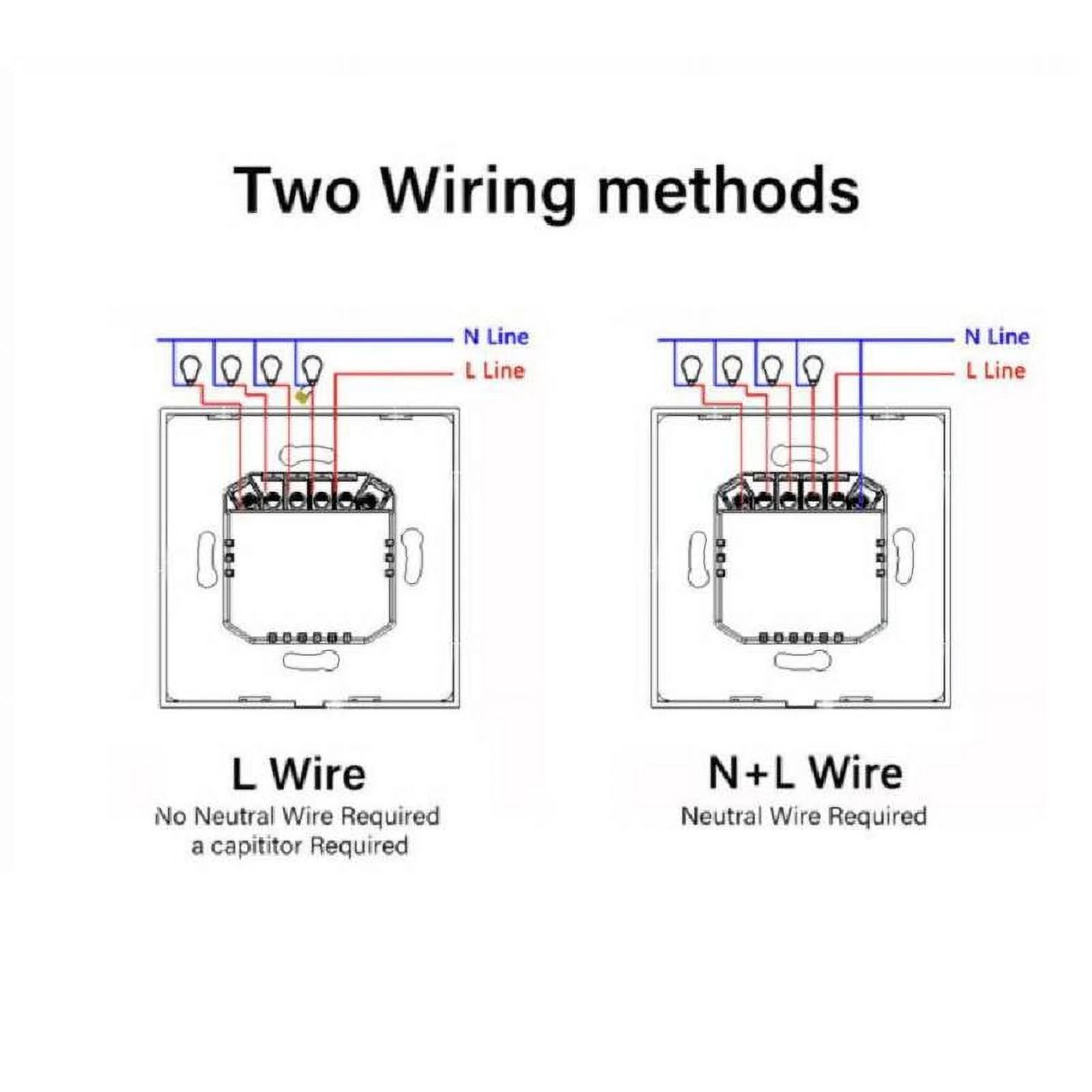 1/2/3/4 Gang Tuya WiFi Touch Smart Light Switch NO Neutral Wire Required UK Hot