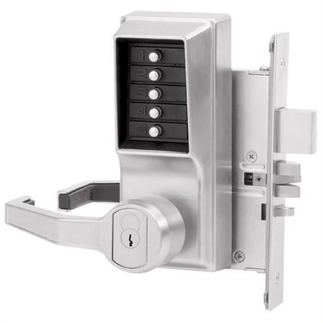 Simplex L8148B-26D Pushbutton Mortise Lock with Lever Best Core Override - Satin Chrome