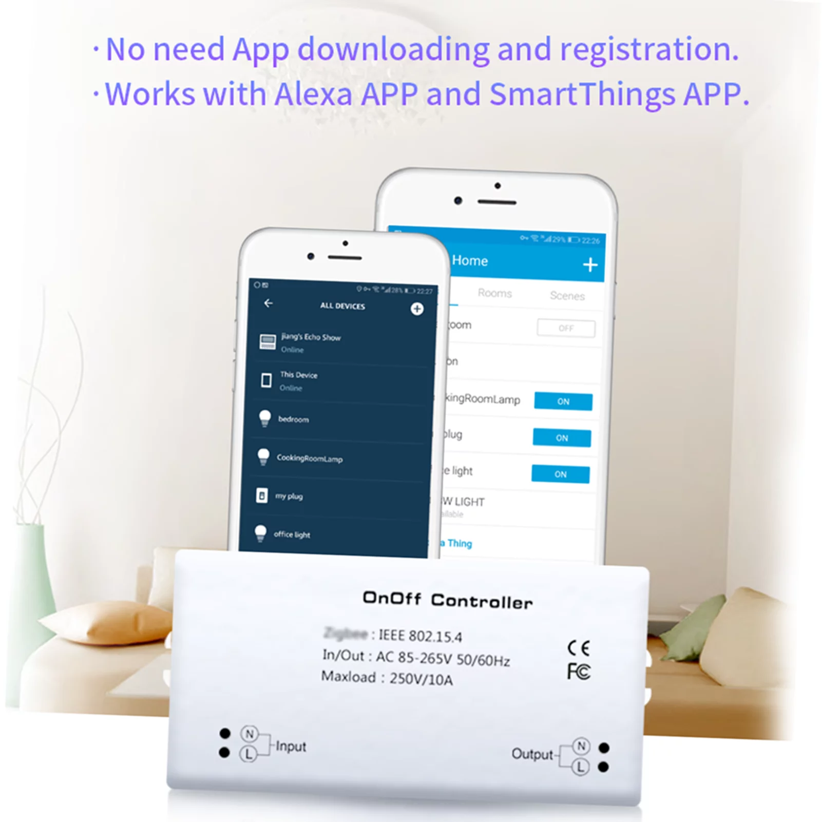 Tomshine OnOff Controller S-mart Switch APP Remote Control Intelligent Home Module Dimmer Controller Hub AC85-265V 10A