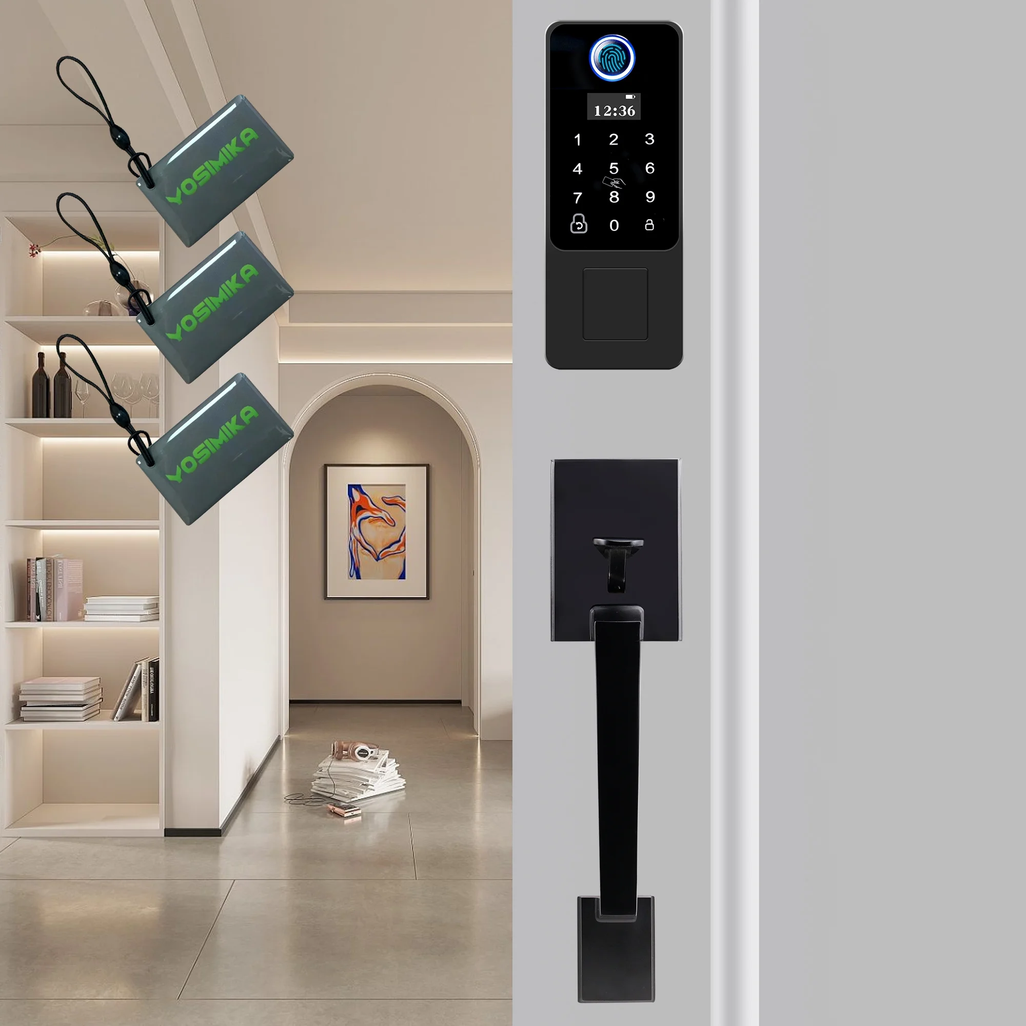 Fingerprint Door Lock, OLED Display&Voice Guide Keyless Entry Door Lock, 300+ Users Smart Door Lock, Door Locks with Keypads, Front Door Lock Set, Electronic Keypad Deadbolt,Black