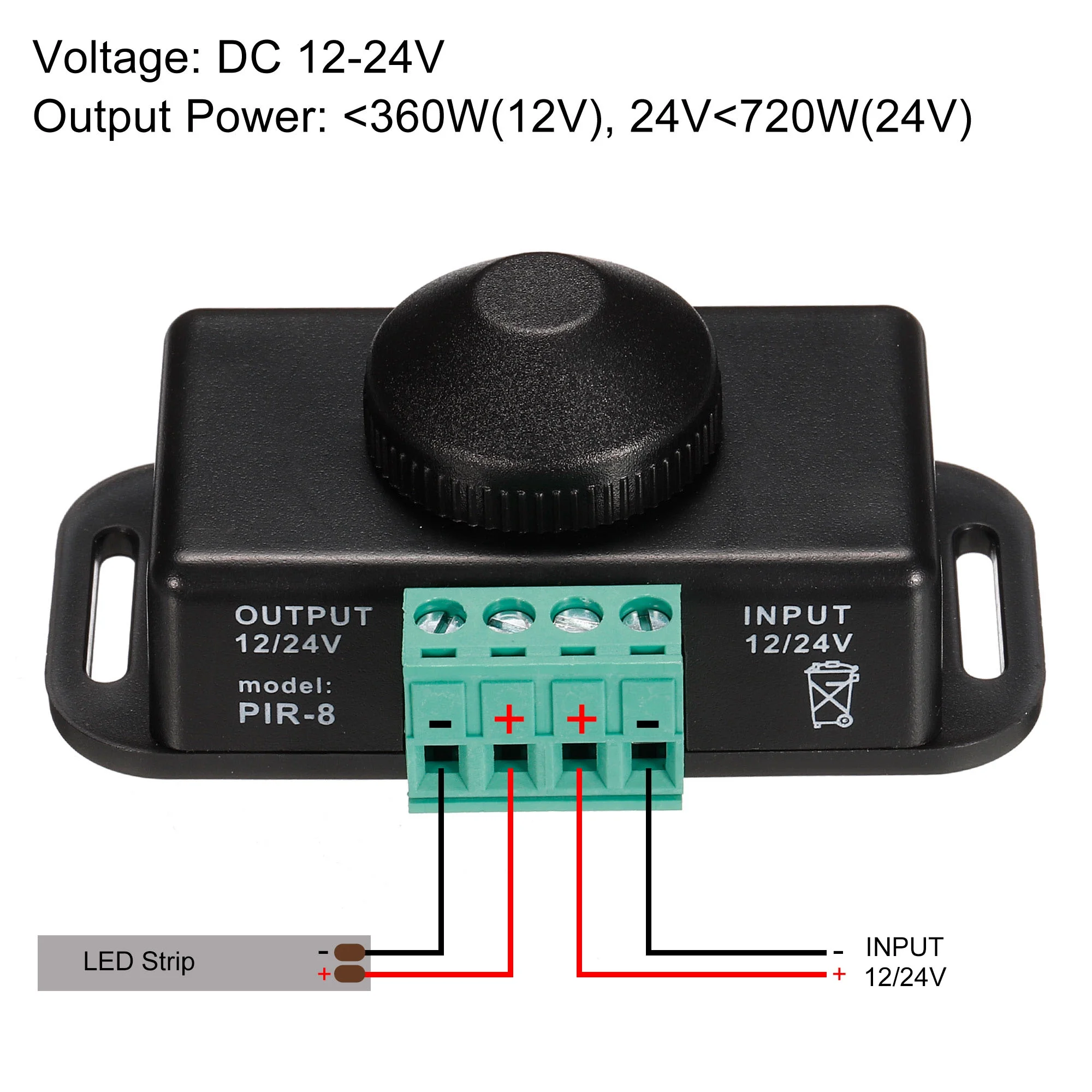 Uxcell LED Strip Dimmer Switch Rotary Knob Brightness Controller Black