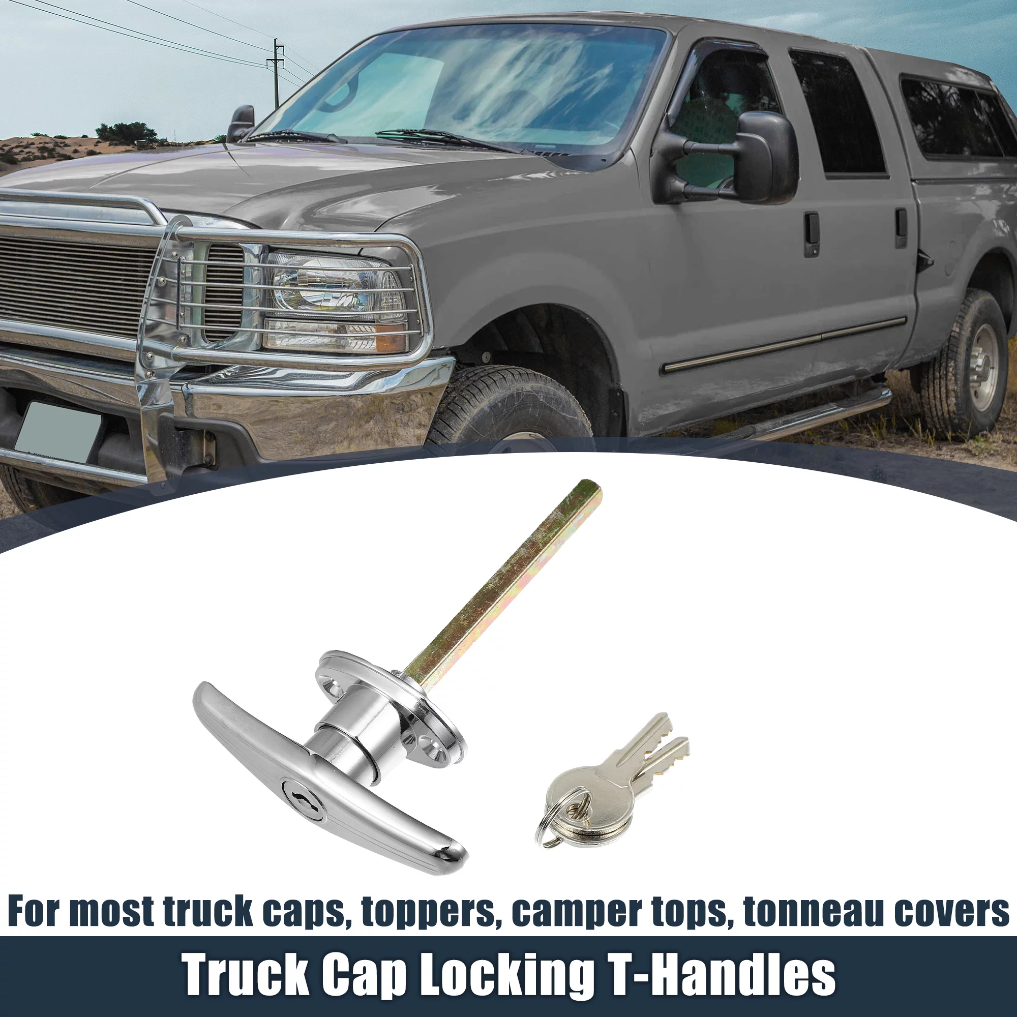 Unique Bargains 1 Set Garage Door Keyed T-Handle Lock Kit Shed Door Lock T Handle with 2 Keys for Most Truck Barns