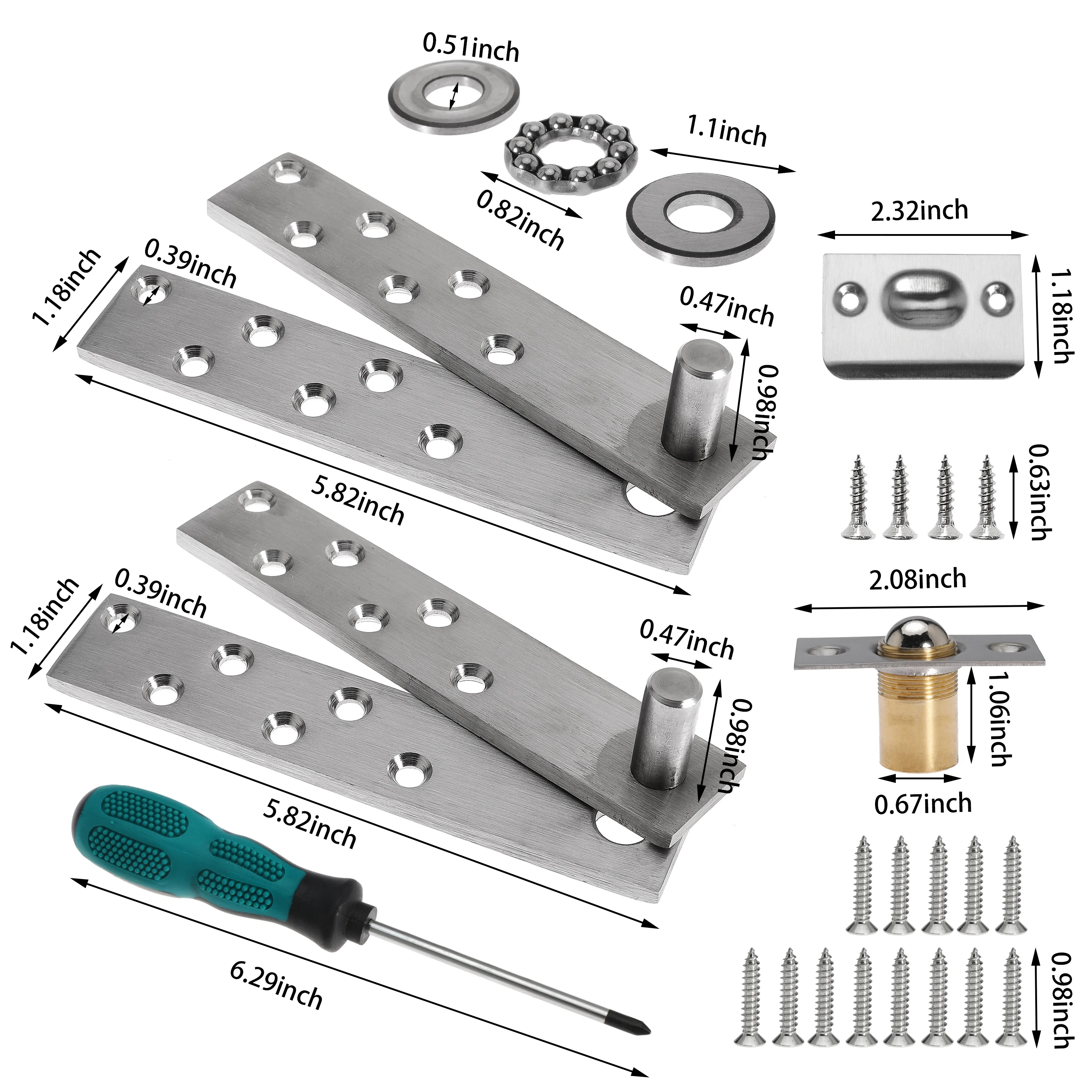 Door Pivot Hinges Invisible Pivot Hinge System for Wood Doors, Hidden Doors, Bookcases 300 lb Heavy Duty Capacity, 360 Degree Rotation Stainless Steel Construction (Heavy Duty)