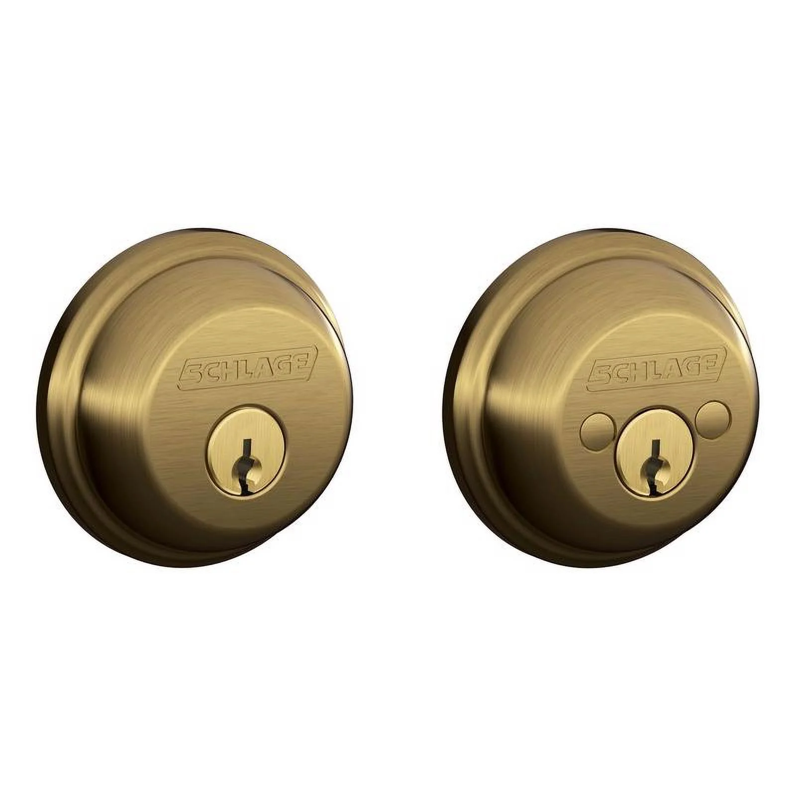 Schlage B62NG609 Double-Cylinder Deadbolt Lock, Antique Brass - Quantity 1
