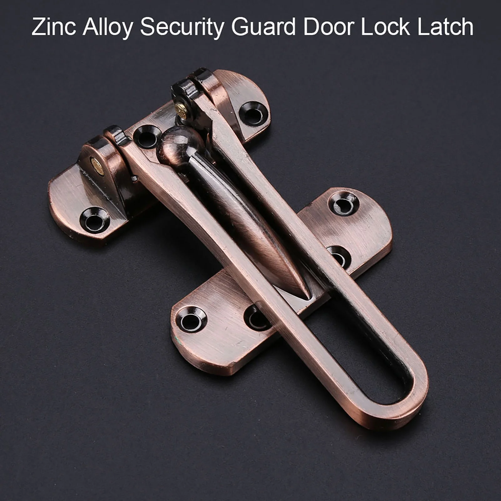 VIFERR Door Latch Heavy Duty Zinc Alloy Safety Guard Security Door Lock Latch for Home Hotel Door(Red bronze)