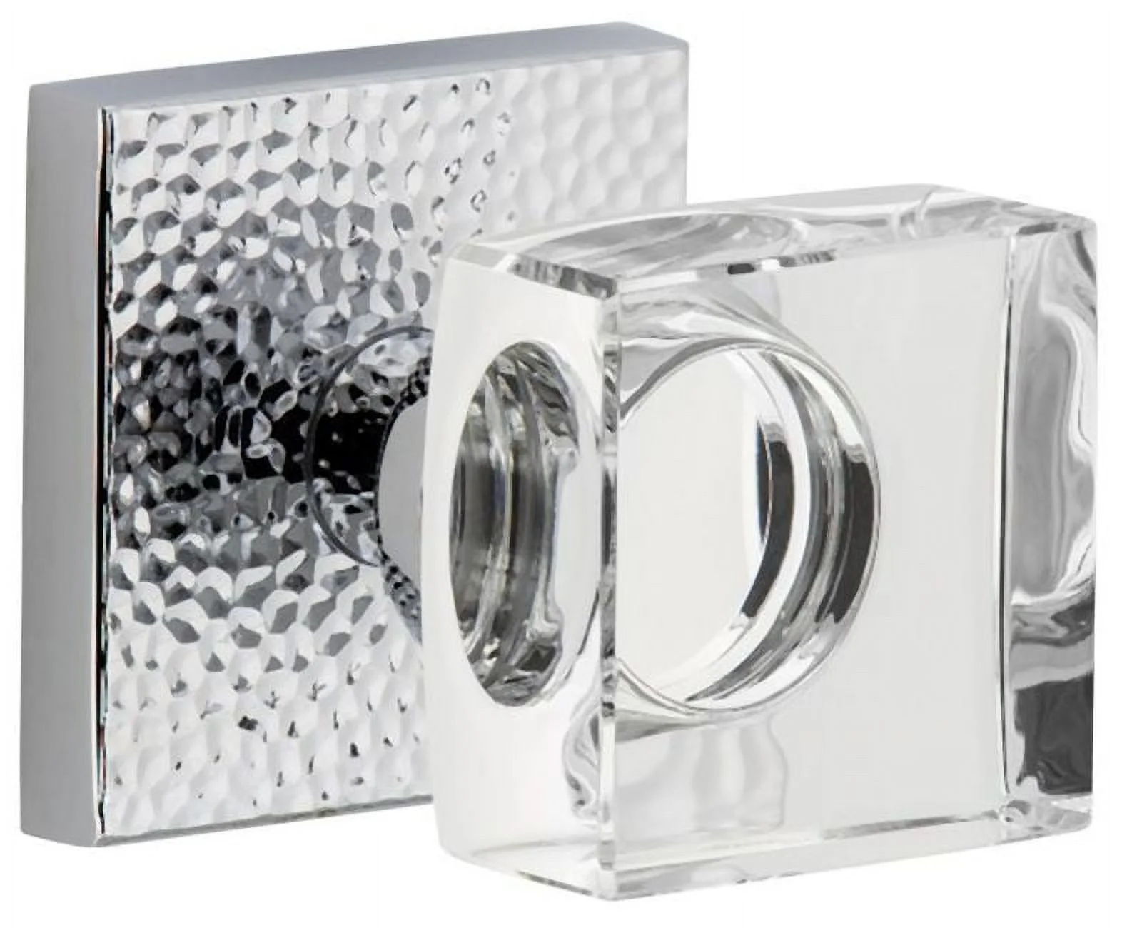 Viaggio Qadmhmqdc_Prv_238 Quadrato Hammered Solid Brass Privacy Door Knob Set - Chrome