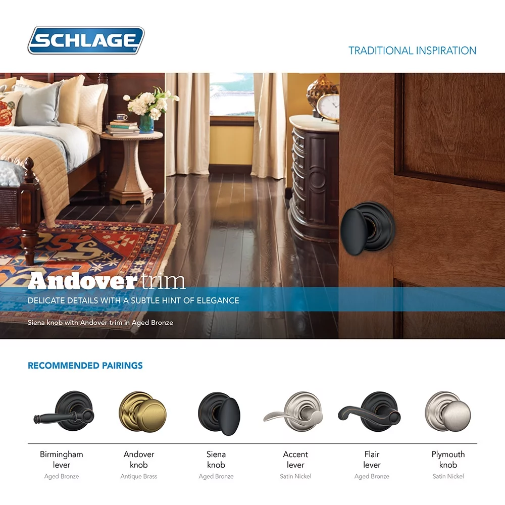 Schlage Fa170-Chp-Lh Champagne Left Handed Non-Turning One-Sided Dummy Door Lever - Nickel