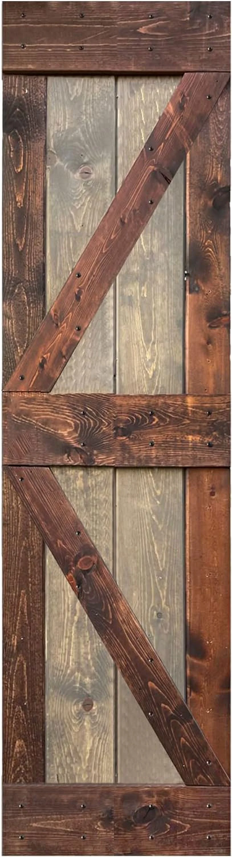 K Series Brown/Walnut Finished DIY Solid Wood Interior Sliding Barn Door Slab(Hardware Kit NOT Included)(24in.X84in.)