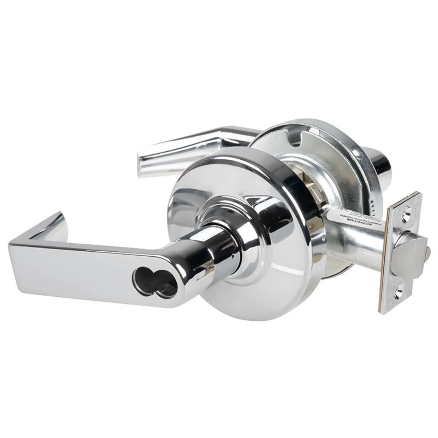 Schlage ND80BD RHO 625 Grade 1 Storeroom Lock Rhodes Lever SFIC Prep Less Core Bright Chrome Finish Non-Handed
