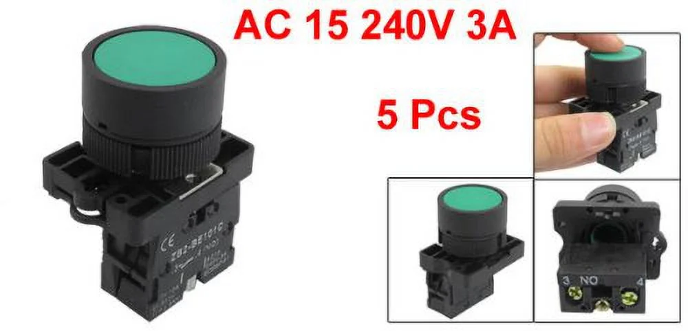 ZB2-EA31 NO Normally Open Green Sign Ignition Momentary Push Button Switch 5 Pcs