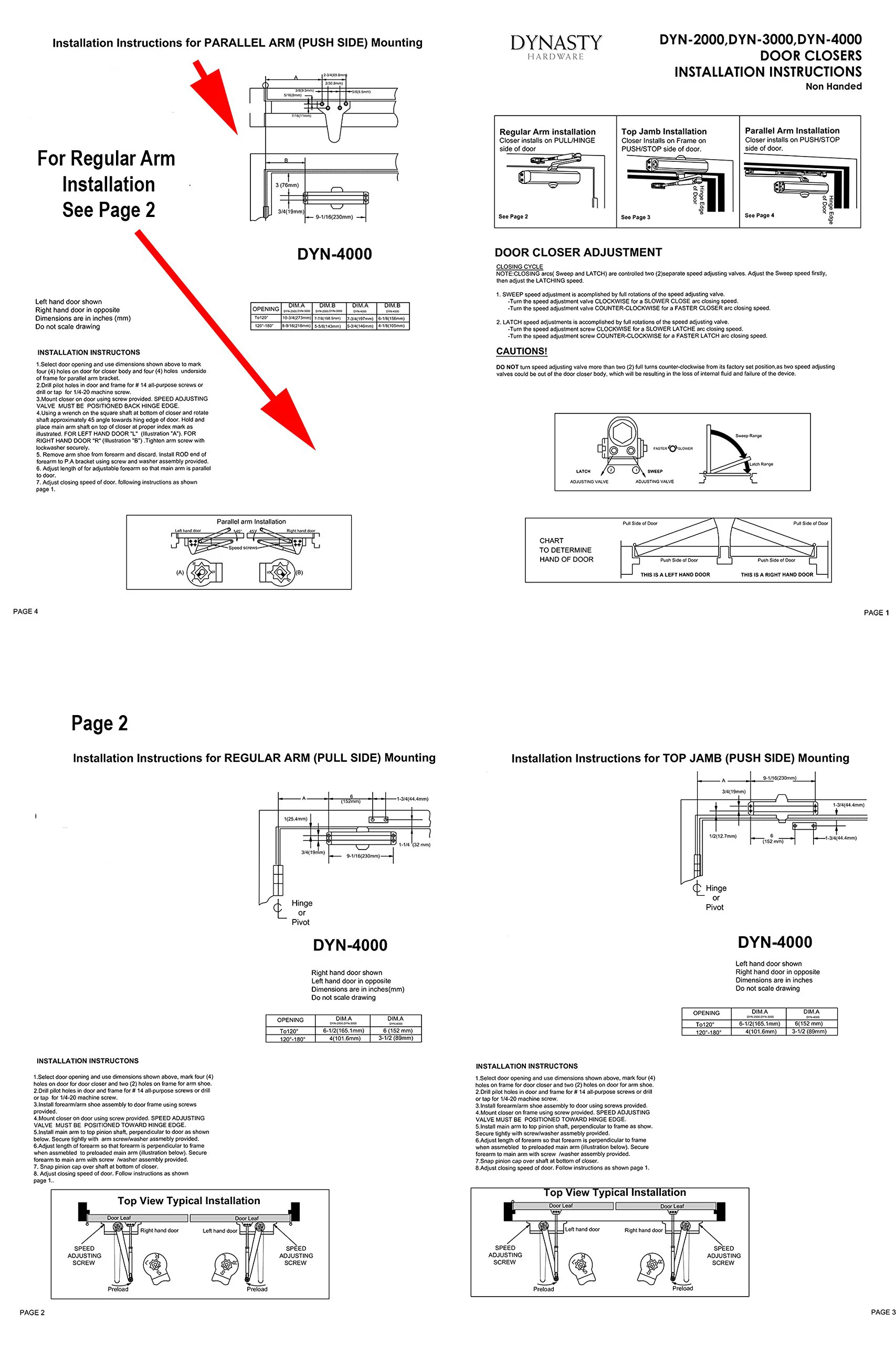 Dynasty Hardware 4000-DURO Commercial Grade Door Closer, Size 4 Spring, Duronotic / Brown