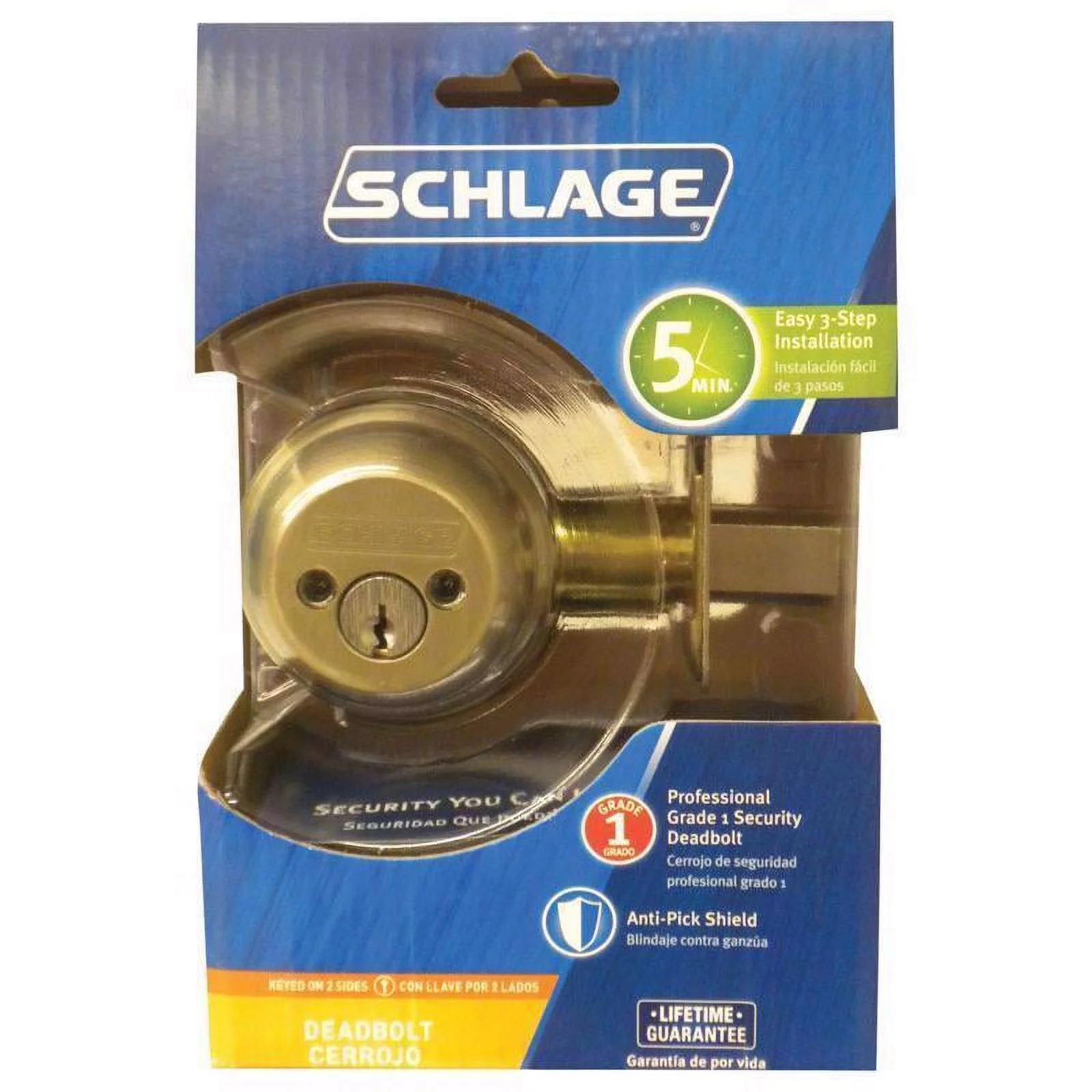 Schlage B62NG619 Double-Cylinder Deadbolt Lock, Satin Nickel - Quantity 1