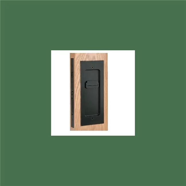 Emtek  Modern Rectangular Privacy Pocket Door Mortise Lock for 1.38 in. Door - Satin Brass