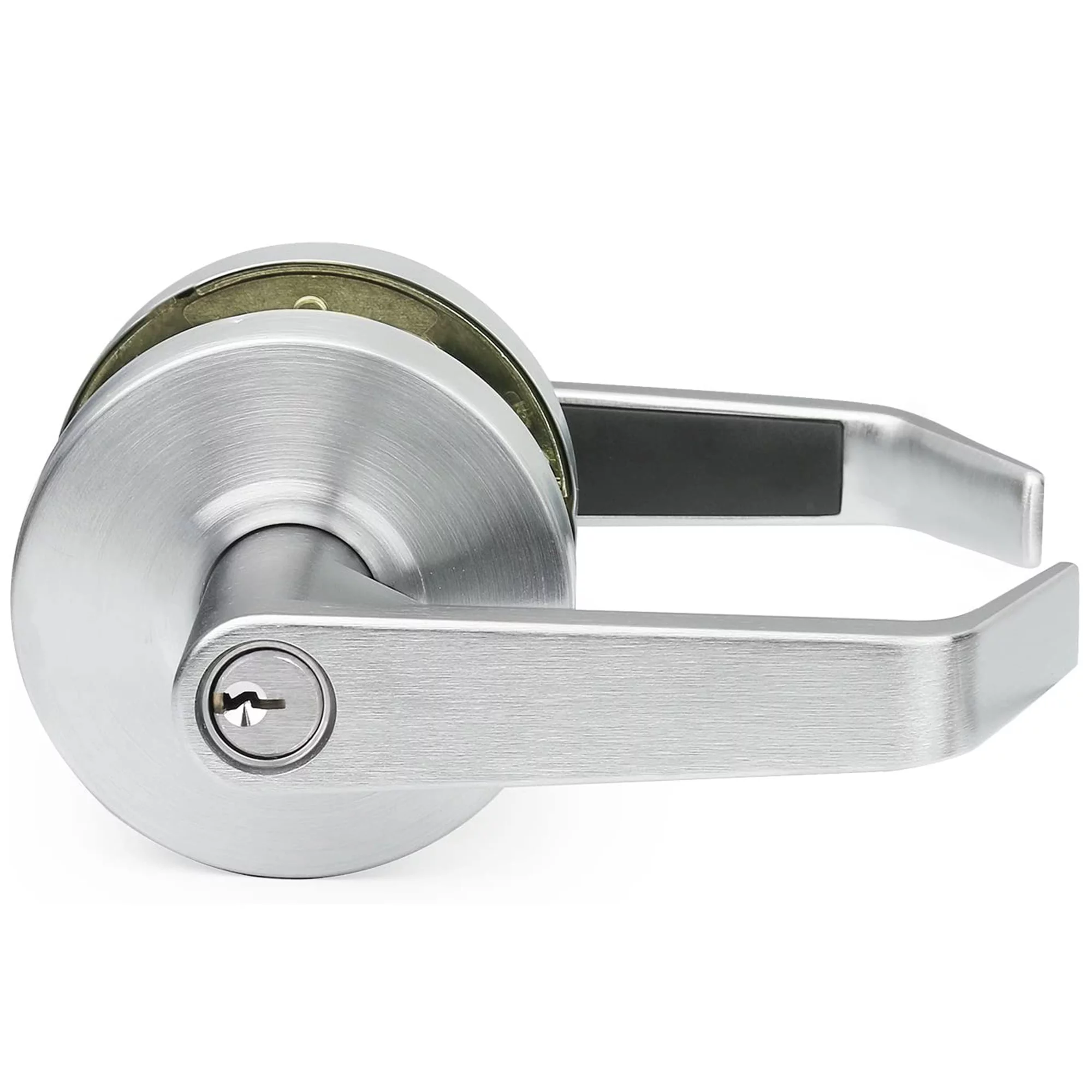 Lawrence Hardware Heavy-Duty Lock Set Cylindrical Grade 2 Door Lever with Key Lock, Chrome Entrance Standard 2 3/4
