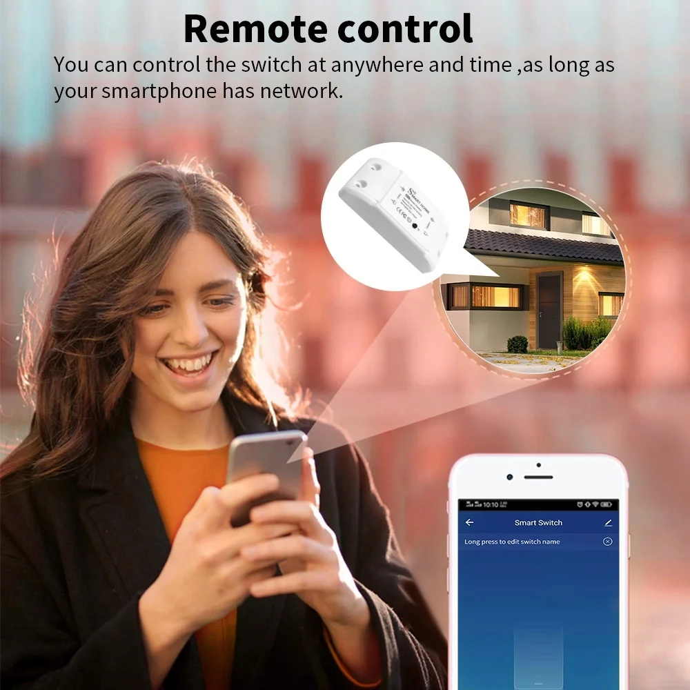 Smart WiFi Light Switch, WiFi+BT 10A Switcher Wireless Remote Control Switch Kit, Status Feedback Works with & Home Assistant Voice Control Timer Function