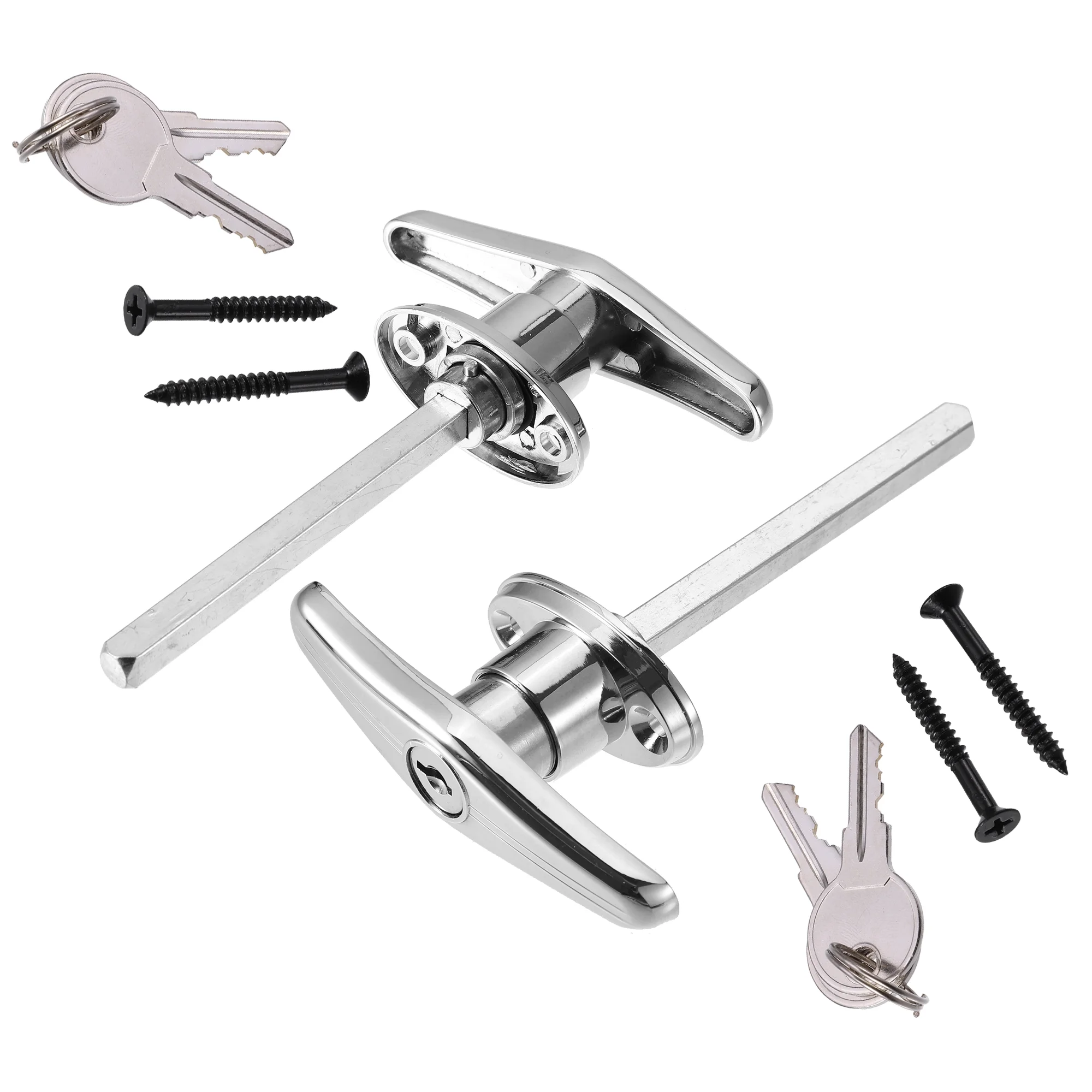 Unique Bargains 2 Set Universal Garage Door Keyed T-Handle Lock Kit Shed Door Lock T Handle w/ 4 Key Bolts