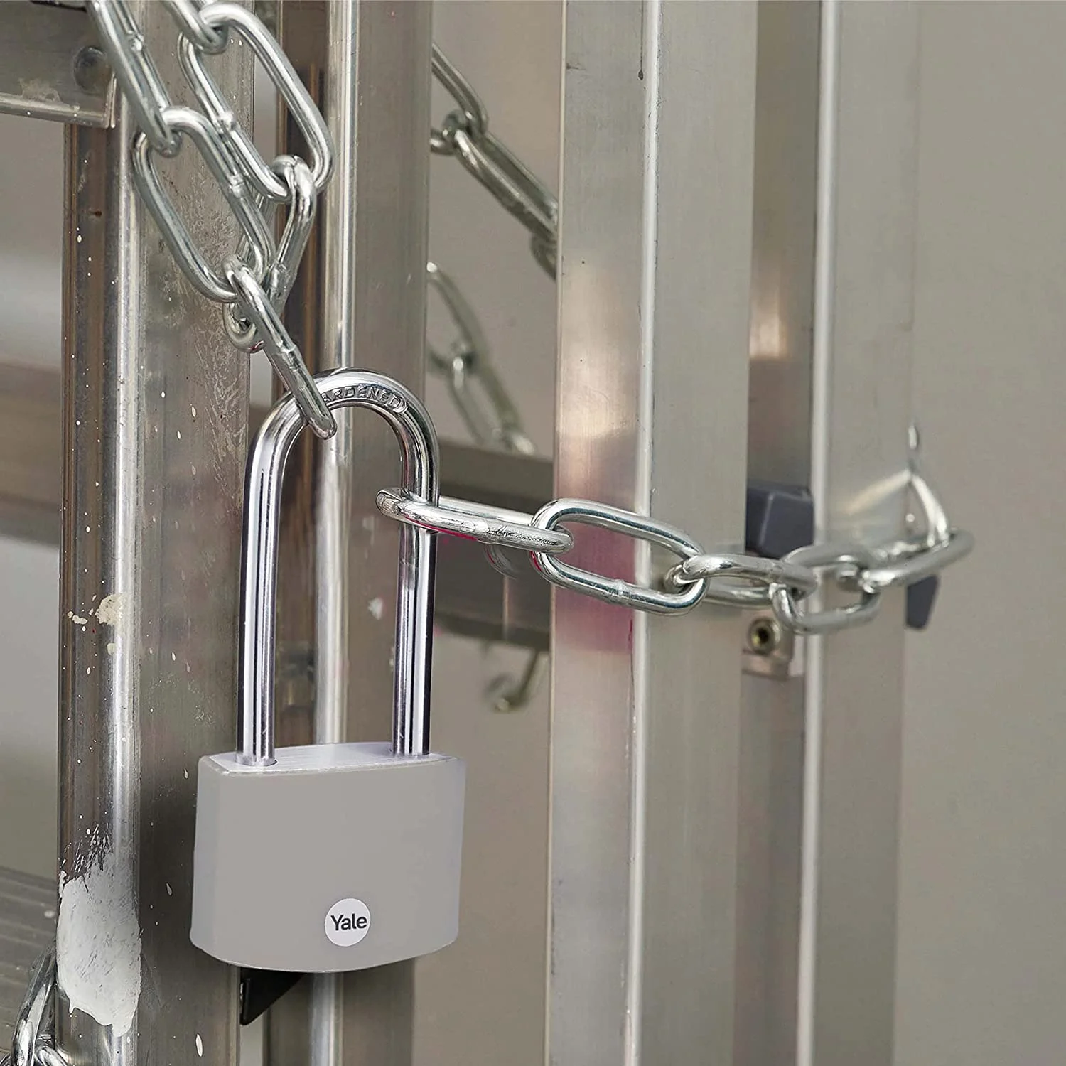 Yale 2.2 Inch Long Shackle Covered Aluminum Lock with 3 keyed Alike Keys for School Gym Locker, Fence, Gate, Toolbox, Case, Hasp Storage (Grey)