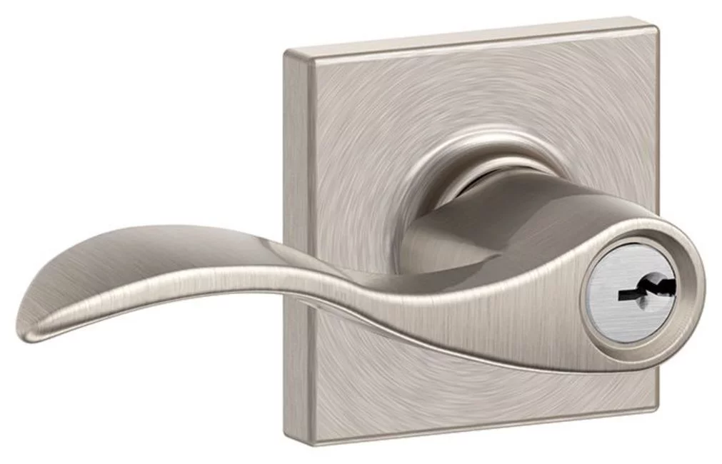 Schlage F51a-Acc-Col Accent Single Cylinder Keyed Entry Door Lever Set - Nickel