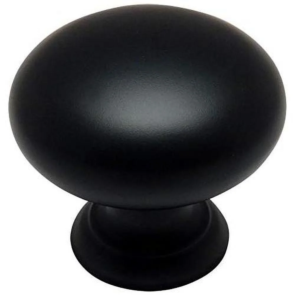 25 Pack 4950FB Flat Black Cabinet Hardware Round Mushroom - 1-1/4