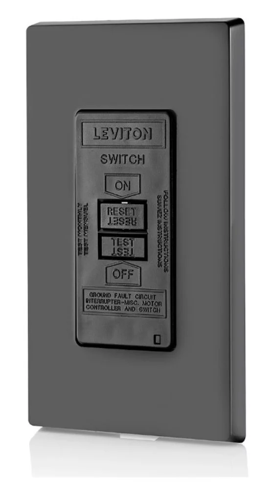 Leviton GFRBF-XE GFCI Outlet SmartlockPro Slim Blank 20A SPST Deadfront, Black