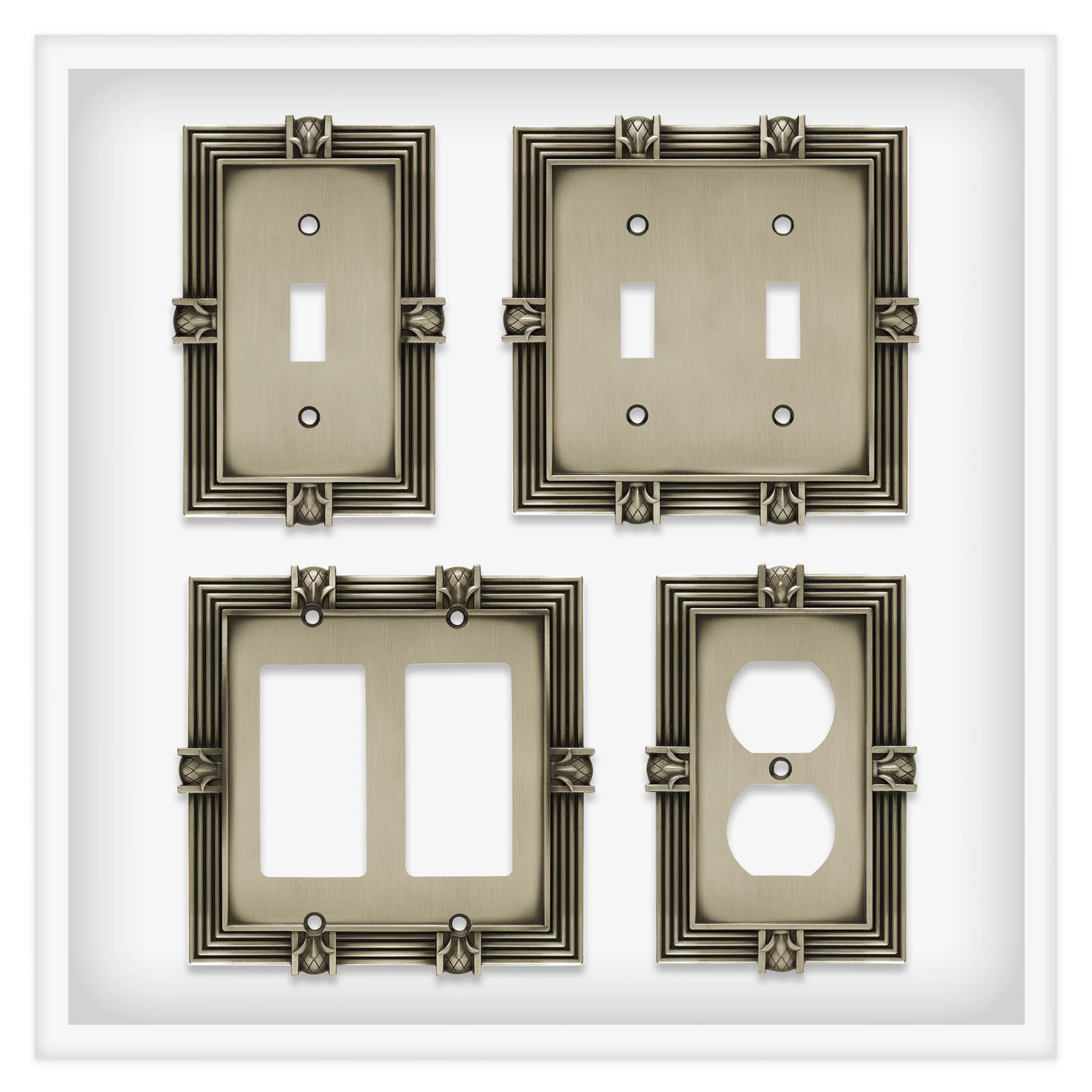Franklin Brass Pineapple Single Duplex Wall Plate in Brushed Satin Pewter, 3-Pack