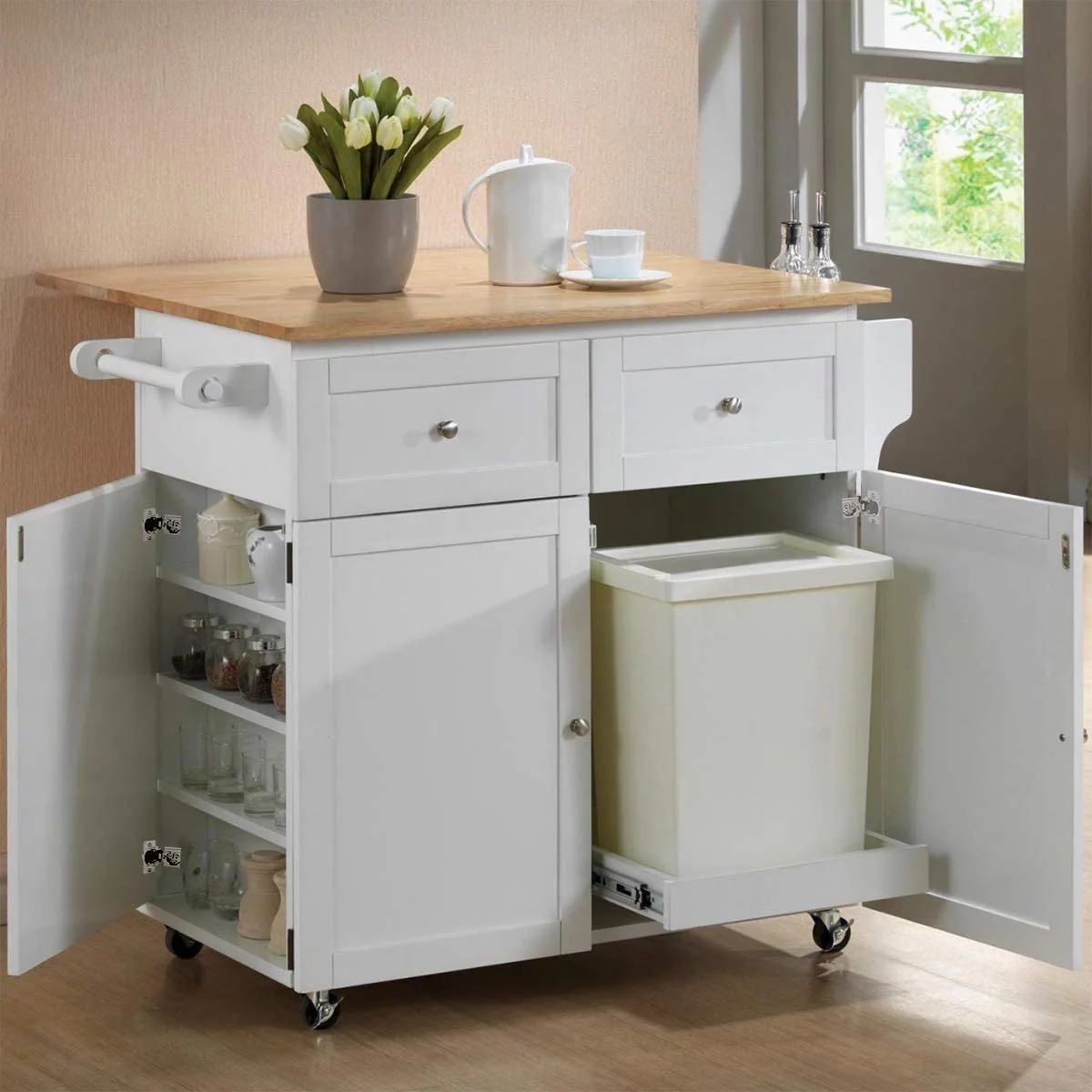 FURNIWARE 10 Pieces Soft Closing Cabinet Hinges, 1/2 inch Overlay Cabinet Hardware Hinges Nickel Plated- 105 Degree 1/2