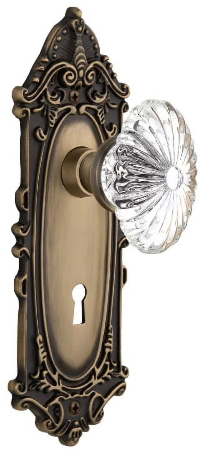 Nostalgic Warehouse Vicofc_Sd_Kh Oval Fluted Crystal Solid Brass Single Dummy Door Knob -