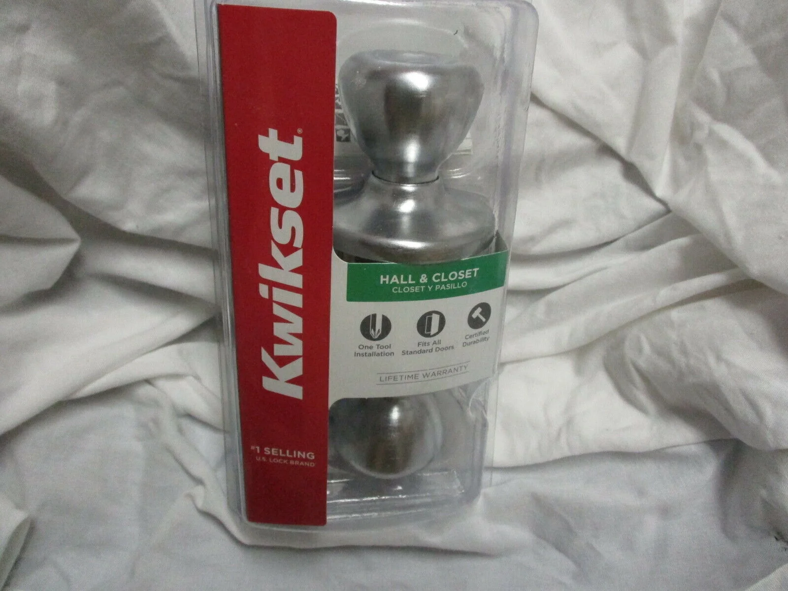 Kwikset Silver Hall & Closet Door Handle Fits All Standard Doors