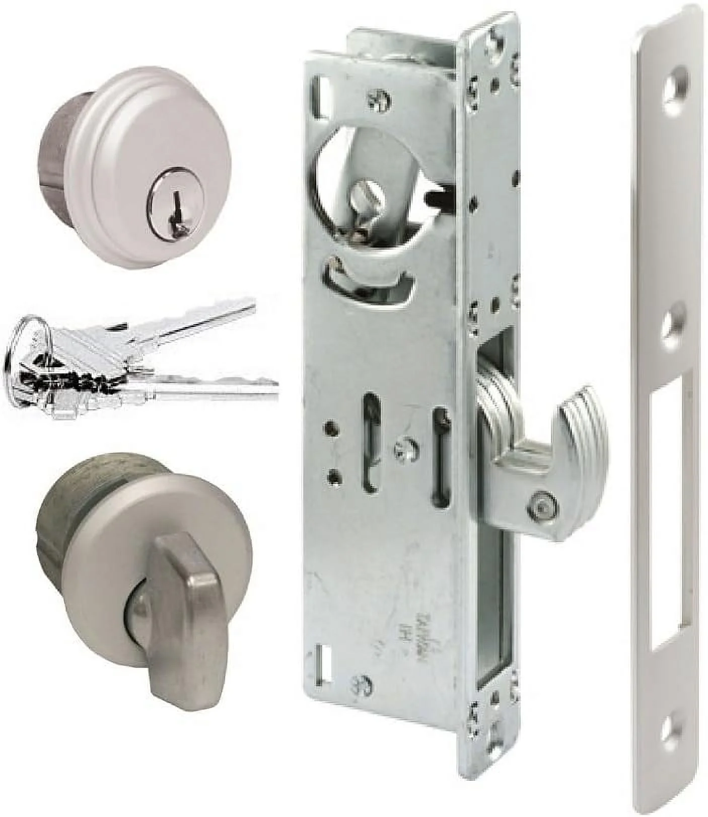 Storefront Door Mortise Lock Hook Deadbolt & Cylinder Combo, Adams Rite Cam, In Aluminum (31/32