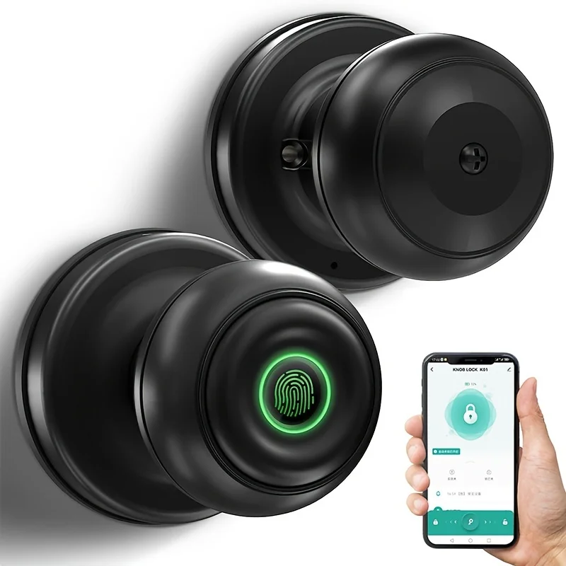 Smart App-Controlled Door Knob for Enhanced Security and Convenience - CS01Y  Battery Not Included