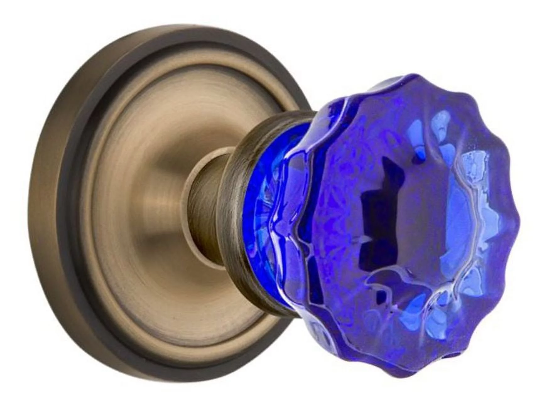 Nostalgic Warehouse Cobalt Crystal Door Knob with Classic Rosette