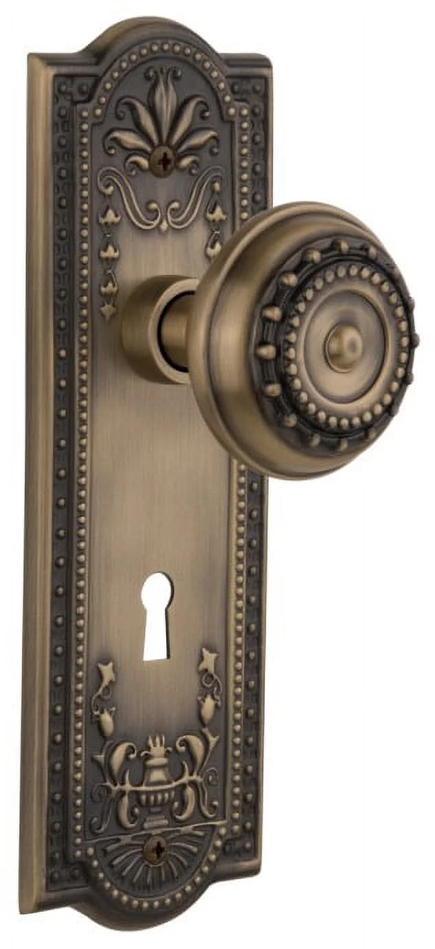 Nostalgic Warehouse Meamea_Prv_238_Kh Meadows Solid Brass Privacy Door Knob Set - Brass