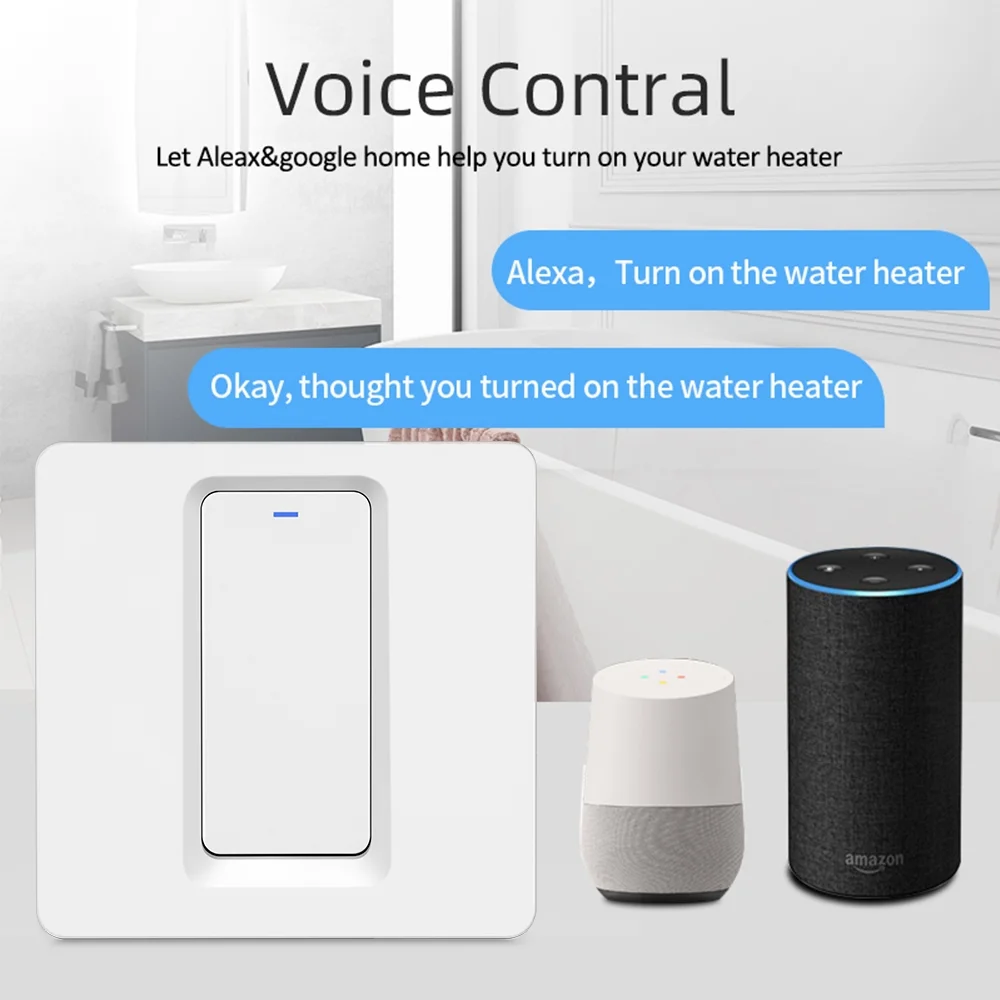 TUYA 20A Water Heater Switch Smart Wifi Wall Switch Timing Remote Control Work With Google Home and Alexa