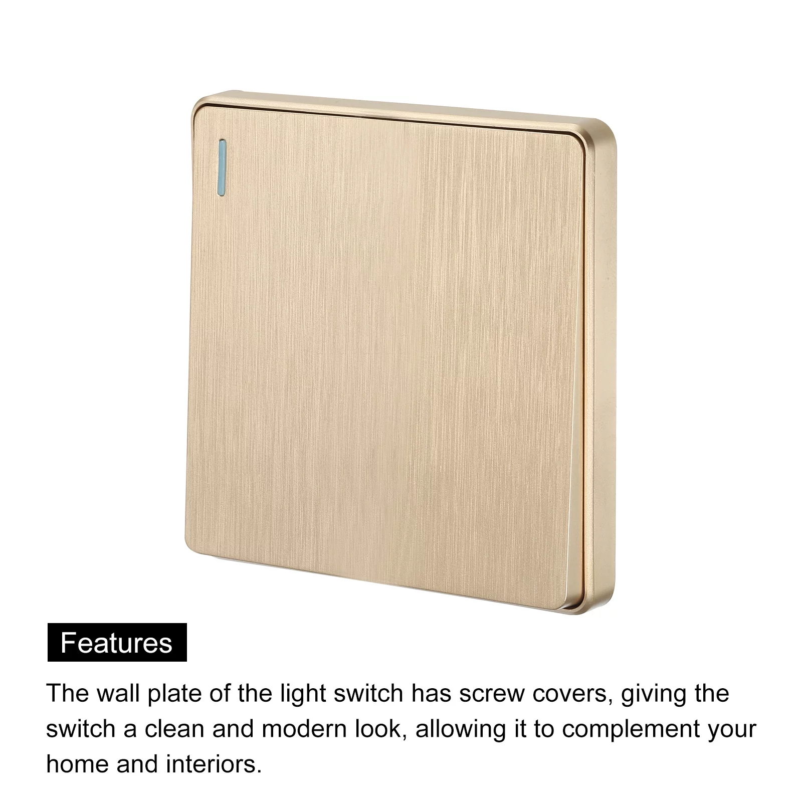 Light Switch Wall Push Button 1 Gang 1 Way Gold Tone 250V 10A 86x86mm Pack of 2