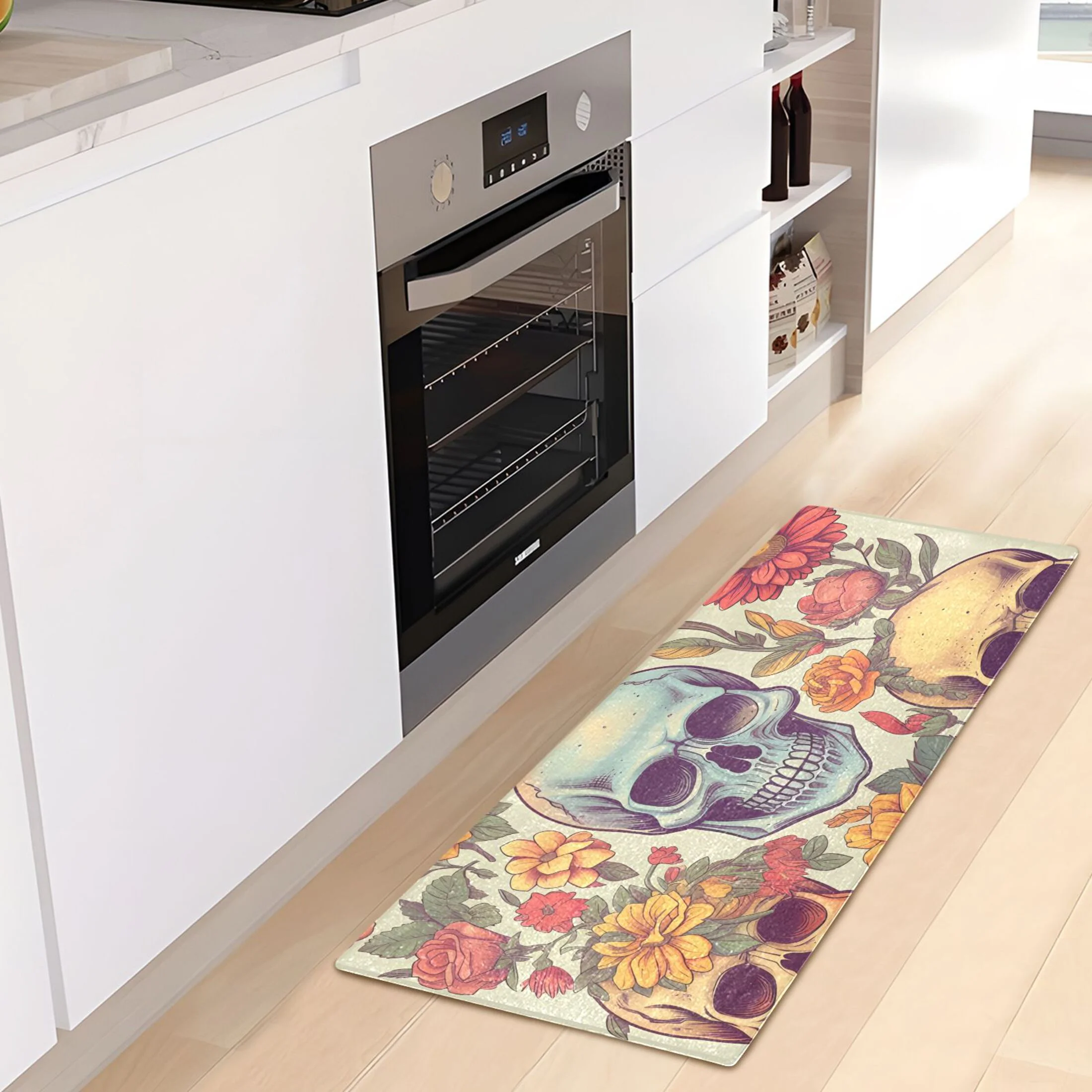 Skulls Skeleton Roses Luxury Kitchen Rug Non Slip Bathroom Plush Mat Shaggy Bedroom Carpet 39